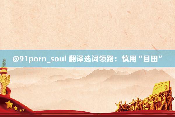 @91porn_soul 翻译选词领路：慎用“目田”