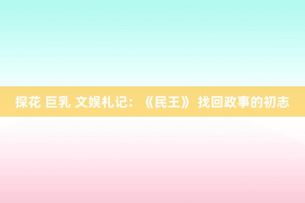 探花 巨乳 文娱札记：《民王》 找回政事的初志