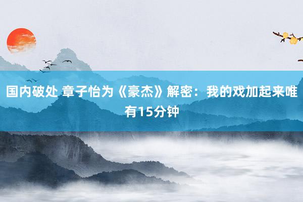 国内破处 章子怡为《豪杰》解密：我的戏加起来唯有15分钟