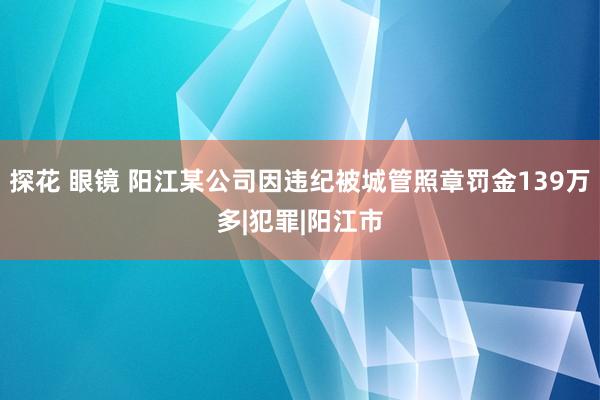 探花 眼镜 阳江某公司因违纪被城管照章罚金139万多|犯罪|阳江市