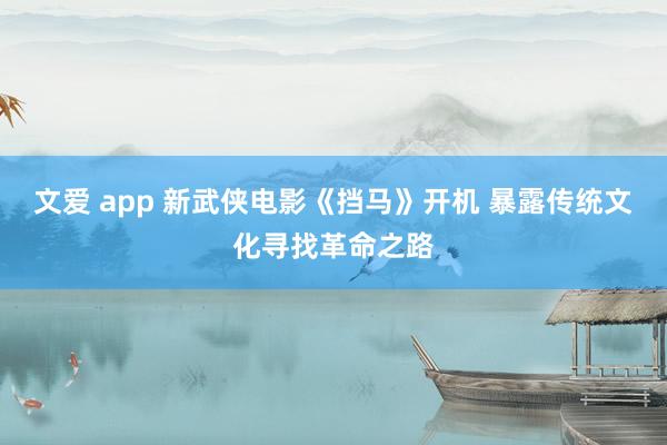 文爱 app 新武侠电影《挡马》开机 暴露传统文化寻找革命之路