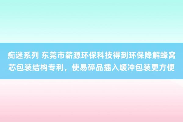 痴迷系列 东莞市薪源环保科技得到环保降解蜂窝芯包装结构专利，使易碎品插入缓冲包装更方便