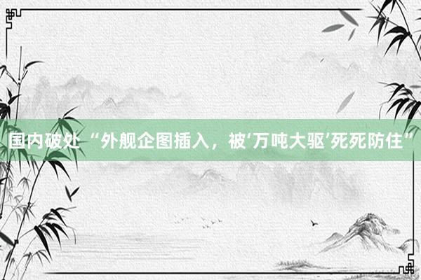 国内破处 “外舰企图插入，被‘万吨大驱’死死防住”